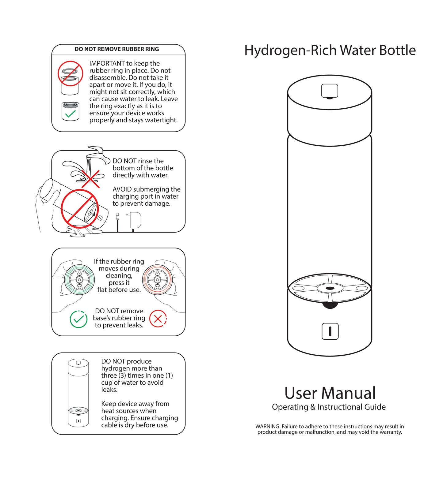 Hydrogen-Rich Water Bottle To-Go (Inhalation & Drinking)